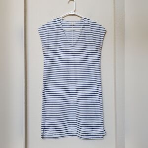 Madewell Blue and White Striped V Neck Sleeveless Dress. Size XS